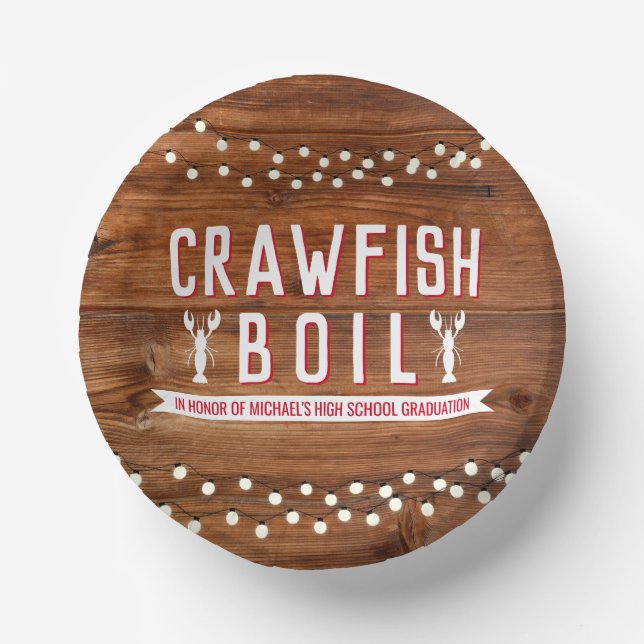Rustic Crawfish Boil Graduation Party Paper Plate (Front)