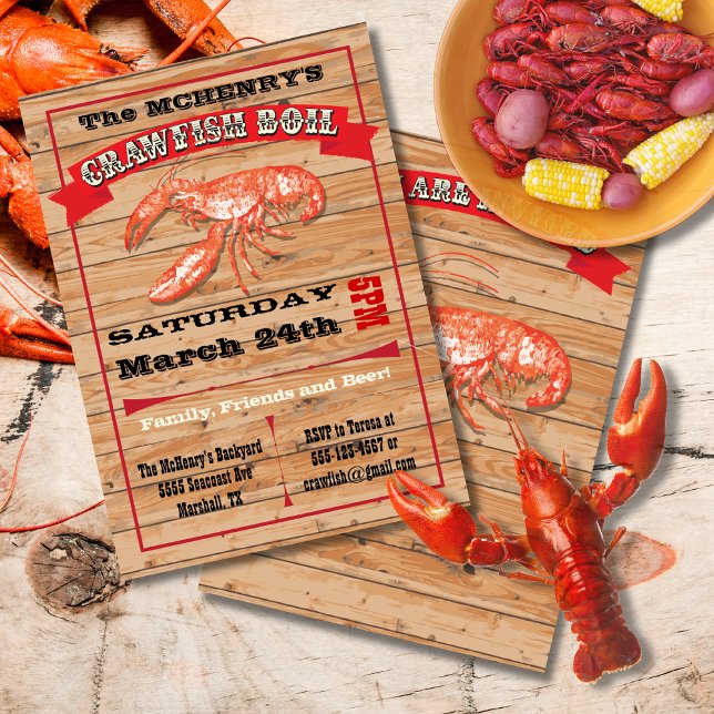Rustic Crawfish Boil Party Poster Invitations (Creator Uploaded)
