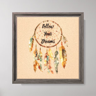 Rustic Cream Boho Feathers Dream Catcher Canvas Print