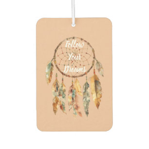 Rustic Cream Boho Feathers Dream Catcher Car Air Freshener