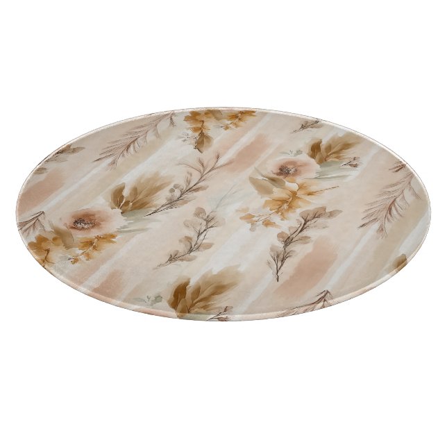 Rustic Cream Boho Floral Cutting Board (Corner)