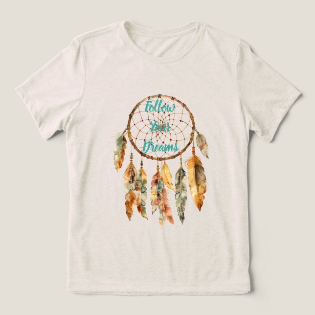 Rustic Cream Boho Floral Tri-Blend Shirt (Design Front)