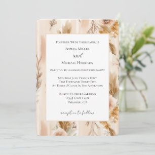 Rustic Cream Border Boho Floral Wedding Invitation