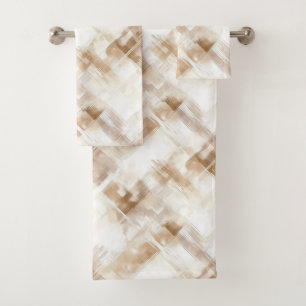 Rustic Cream Brown Stripes Bridal Shower Bath Towel Set