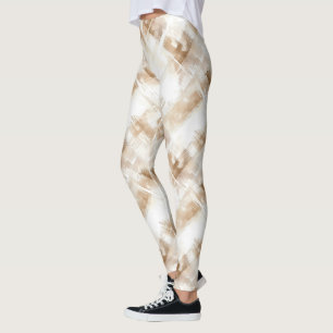 Rustic Cream Brown Stripes Leggings