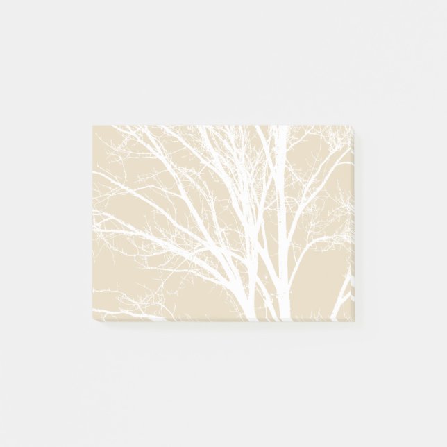 Rustic cream brown white tree branches  post-it notes (Front)