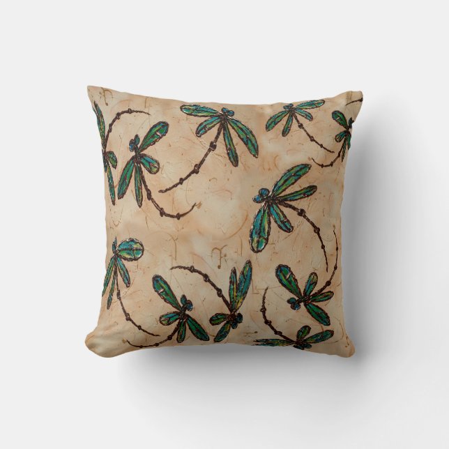 Rustic Cream Dragonfly Flit Cushion (Front)