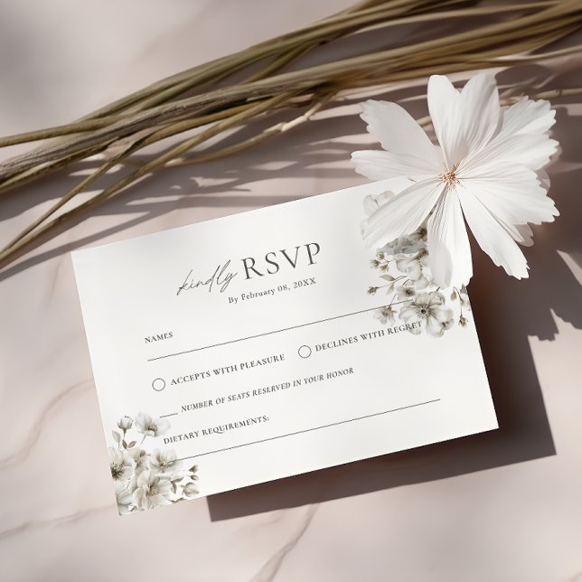 Rustic Cream Floral RSVP Wedding Enclosure Card (Creator Uploaded)