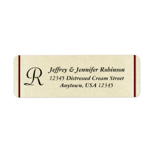 Rustic Cream Name and Address Label Monogram Return Address Label