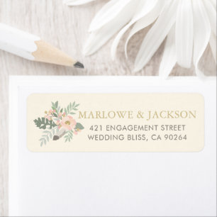 Rustic Cream Pink Boho Feather Wedding Address Return Address Label