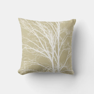 Rustic Cream White Tree Branches Cushion