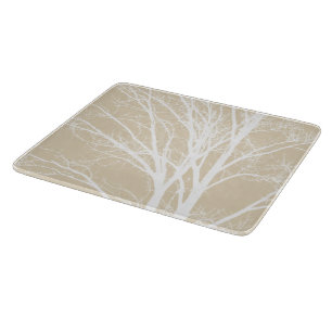 Rustic cream white tree branches cutting board