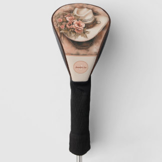 Rustic Creme Stetson Flowers Personalized Golf Head Cover