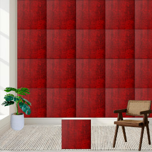 Rustic Crimson Red Grunge Texture Ceramic Tile
