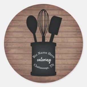 Rustic Crock Restaurant Food Business Caterer Classic Round Sticker