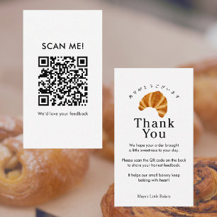 Rustic Croissant Leave a Review QR Code Business Card