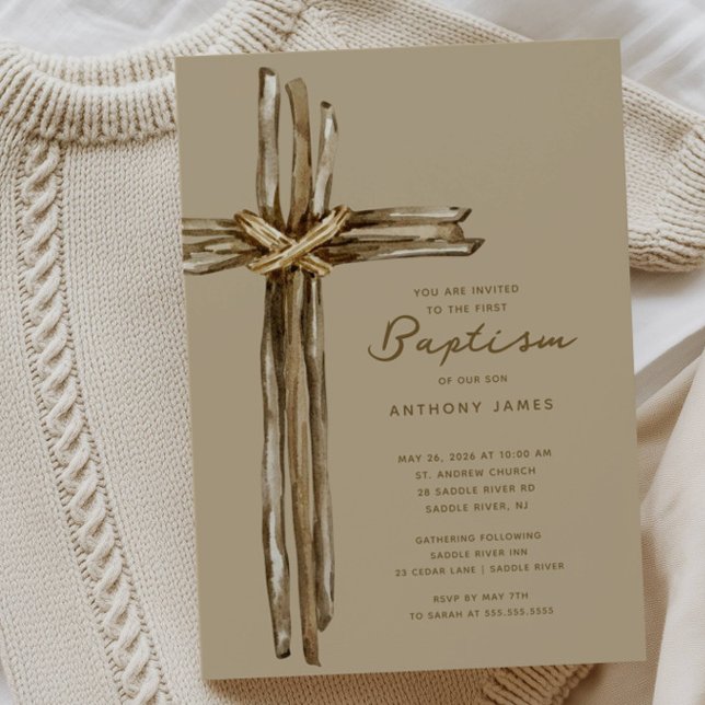 Rustic Cross Baptism Invitation (Creator Uploaded)