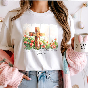 Rustic Cross Easter Tee; John 3:16 Christian Faith T-Shirt