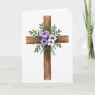 Rustic Cross Floral Watercolor Card