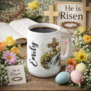 Rustic Cross Waterfall Easter Design Coffee Mug