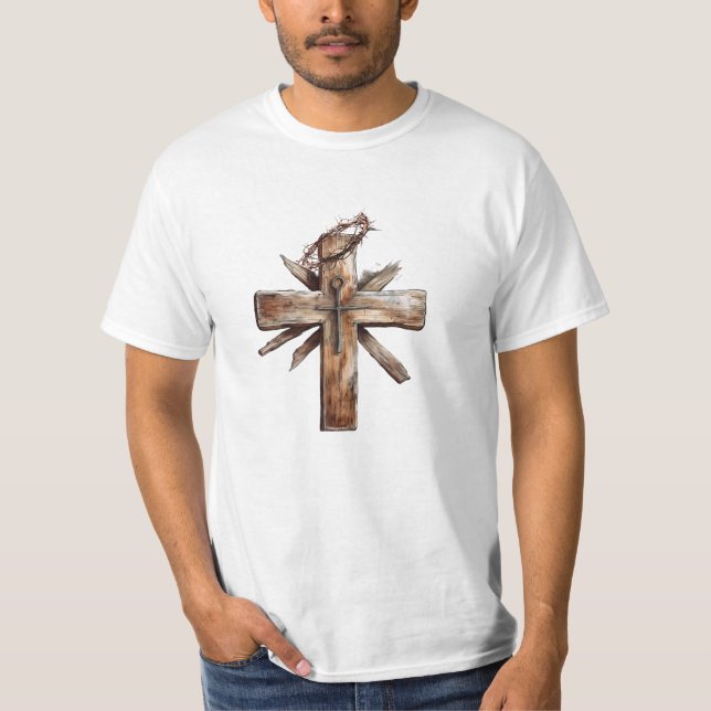 Rustic Cross with crown of thorns T-Shirt (Front)