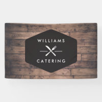 Rustic Crossed Fork Knife Logo Catering