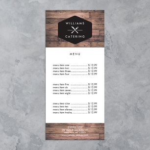 Rustic Crossed Fork Knife Logo Distressed Wood I Rack Card
