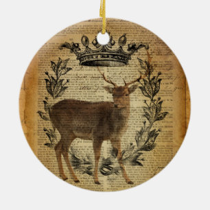 Rustic crown outdoorsman whitetail buck Deer Ceramic Ornament