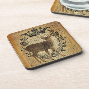 Rustic crown outdoorsman whitetail buck Deer Coaster