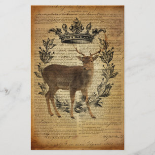 Rustic crown outdoorsman whitetail buck Deer Stationery