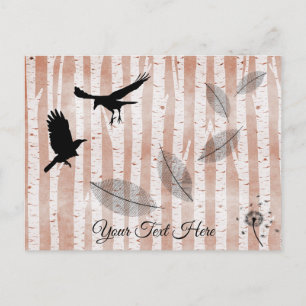 Rustic Crows in White Birch Forest Postcard