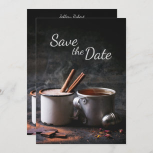 Rustic Cup of Tea and Hot Chocolate Save the Date Invitation