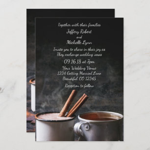 Rustic Cup of Tea and Hot Chocolate Wedding Invite