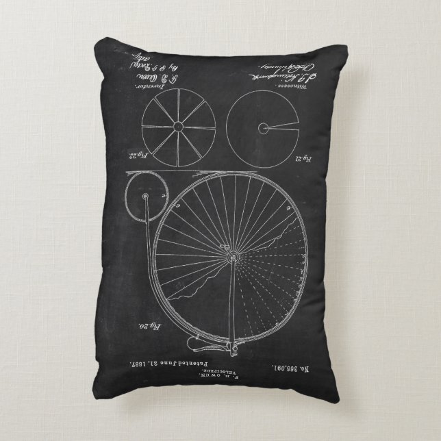 Rustic Cushions Blueprint Penny Farthing Patent (Back(Vertical))