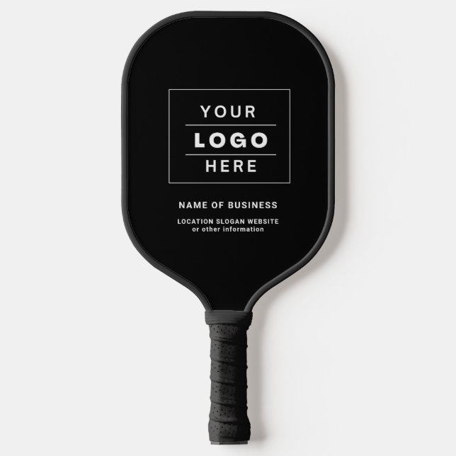 Rustic  Custom Business Logo Black and White  Pickleball Paddle (Front)