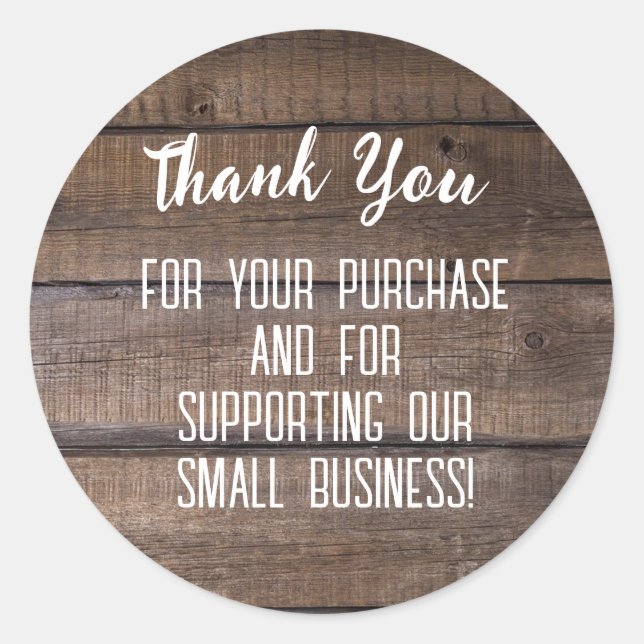 Rustic Custom Business Thank You For Order Insert  Classic Round Sticker (Front)