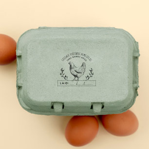 Rustic Custom Chicken Farm   Laid Date Rubber Stamp