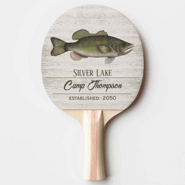 Rustic Custom Family Name Freshwater Fish Ping Pong Paddle (Front)