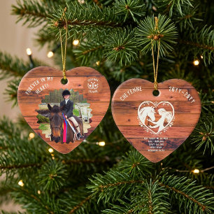 Rustic Custom Horse Memorial Heart Photo Keepsake Ceramic Ornament