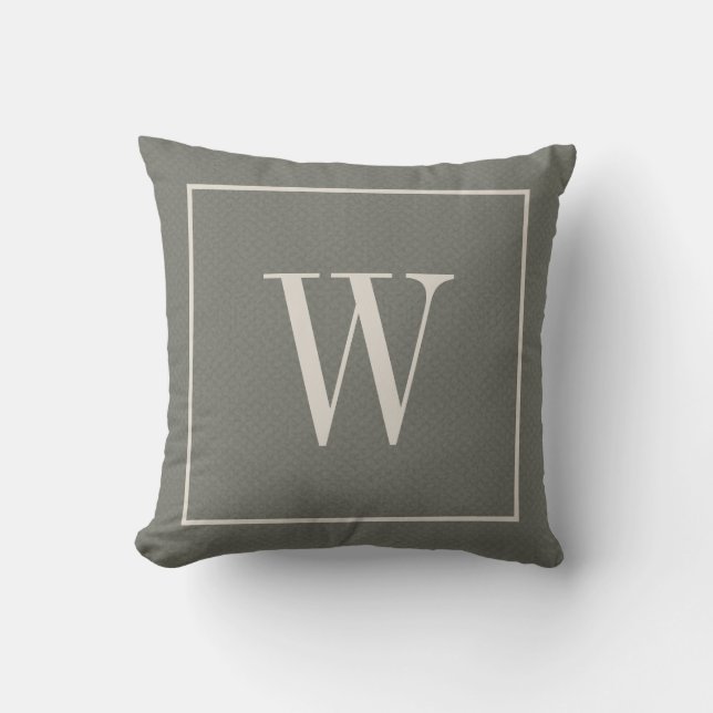 Rustic Custom Monogrammed Inital Chic Green Cushion (Front)