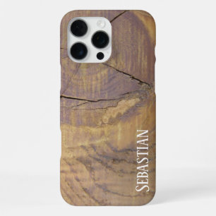 Rustic Custom Name Natural Cedar Wood Knot Photo iPhone 16 Pro Max Case