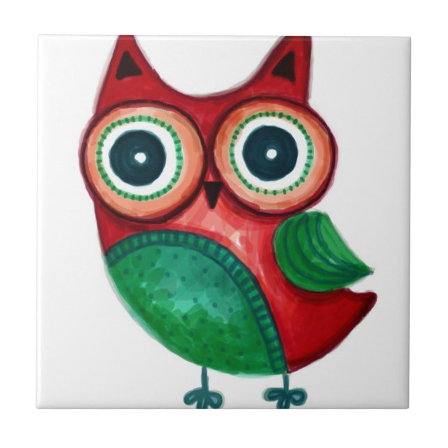 Rustic Custom Owl Ceramic Tile (Front)