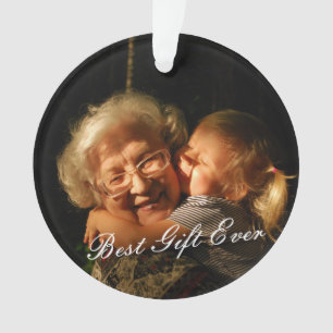 Rustic Custom Photo New Grandma 1st Christmas Ornament