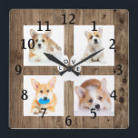 Rustic Custom Photo Pet College Acrylic Wall Clock<br><div class="desc">Custom photo template ready for you to add your own images to. please note that the pictures are placeholders only . The templates are idea for your Instagram photos of your fur baby .</div>