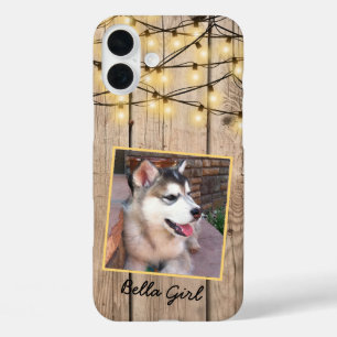 Rustic Custom Square Photo Alaskan Malamute Puppy iPhone 16 Plus Case