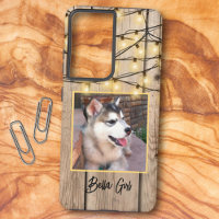 Rustic Custom Square Photo Alaskan Malamute Puppy