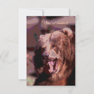 Rustic customisable bear wedding invitations