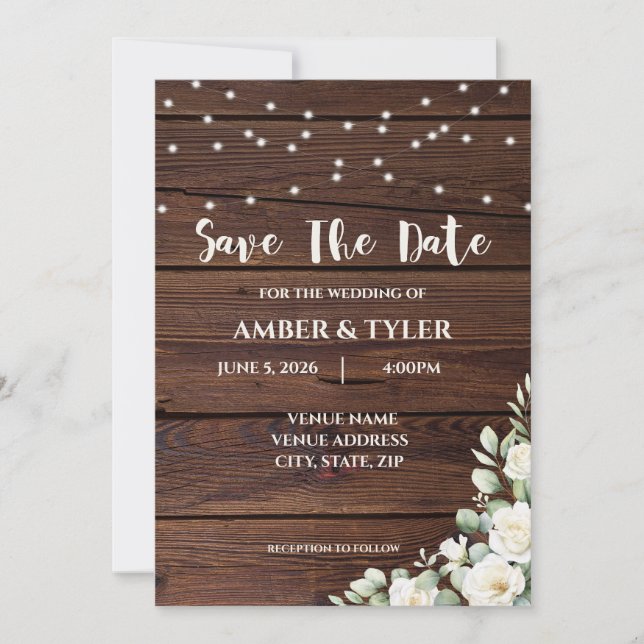 Rustic Customisable Wedding Invitation (Front)
