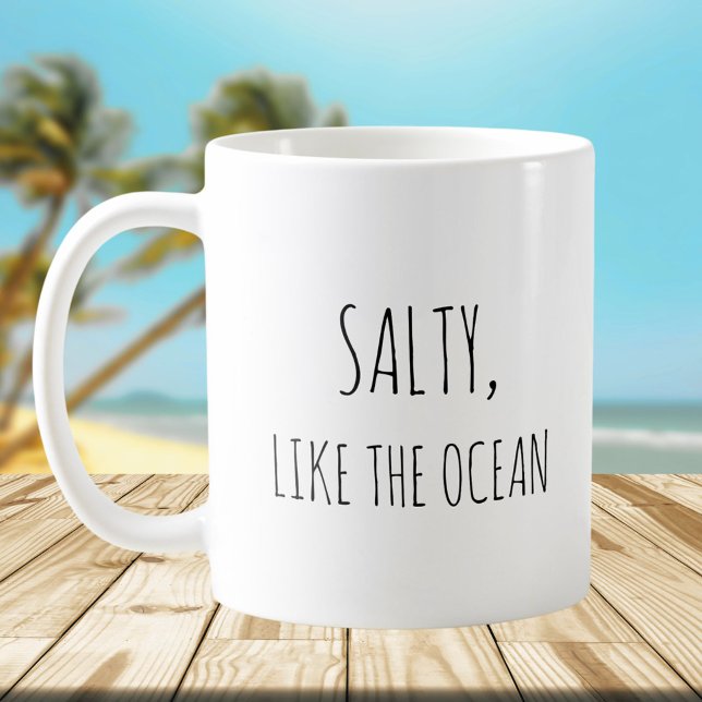 Rustic Cute Beach Ocean Pun Jokes Funny Quote Coffee Mug (In situ)