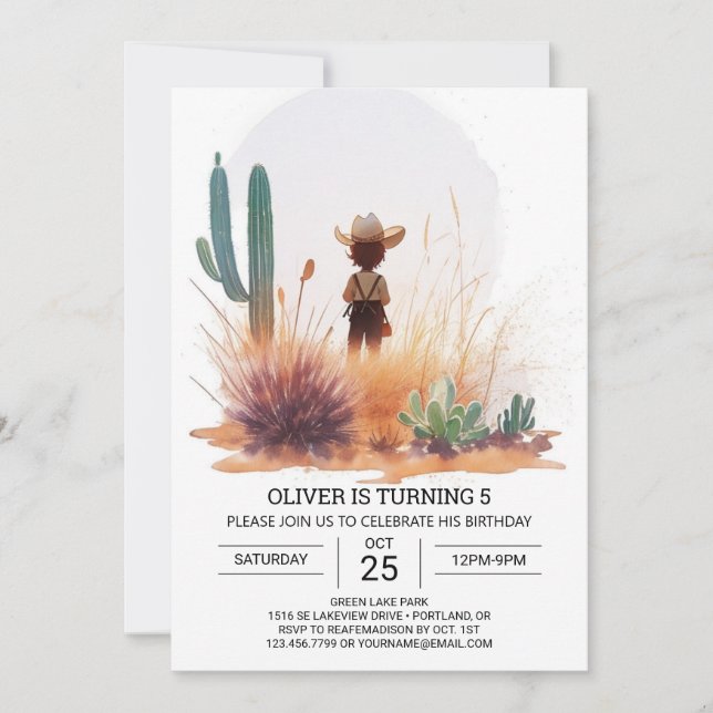 Rustic Cute Cowboy Birthday Invitation (Front)